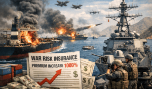 Aumento dos prêmios de seguros marítimos devido ao conflito no Irã e riscos nas rotas do comércio global