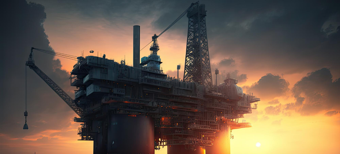 Plataforma de petróleo utilizada na extração offshore. Governo estende por mais 60 dias a cobrança de 12% sobre a exportação de petróleo no Brasil.